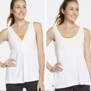 Fabletics Coronado Convertible Soft Pleated White Tank - Size XS